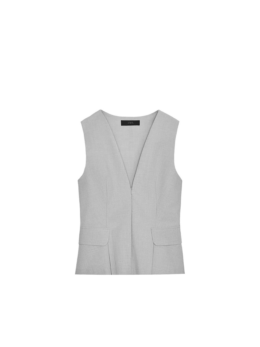 ZARA light gray Structured Sleeveless Vest Top with Pockets – Never Worn M